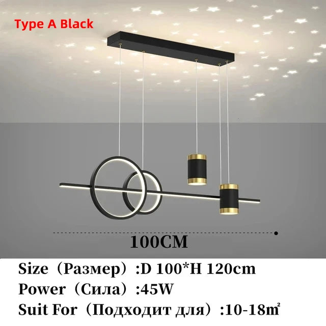 LED Pendant Chandelier — 45W Dimmable Bar Light, Restaurant Kitchen Dining Room Bedroom