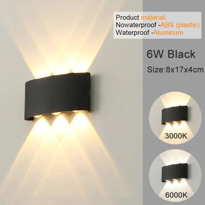 Aluminum Wall Sconce — Up Down Indoor Outdoor Wall Light, Black White, Hallway Bedroom Living Room