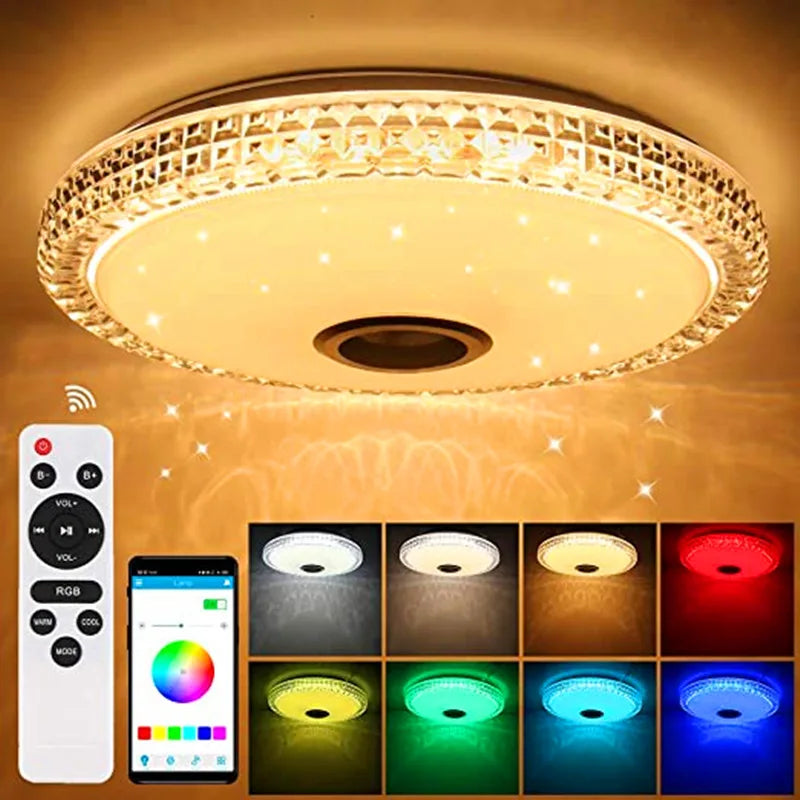 LED Ceiling Light — Smart RGB Bluetooth Speaker, App Control, Dimmable, Music Sync, Living Room Bedroom