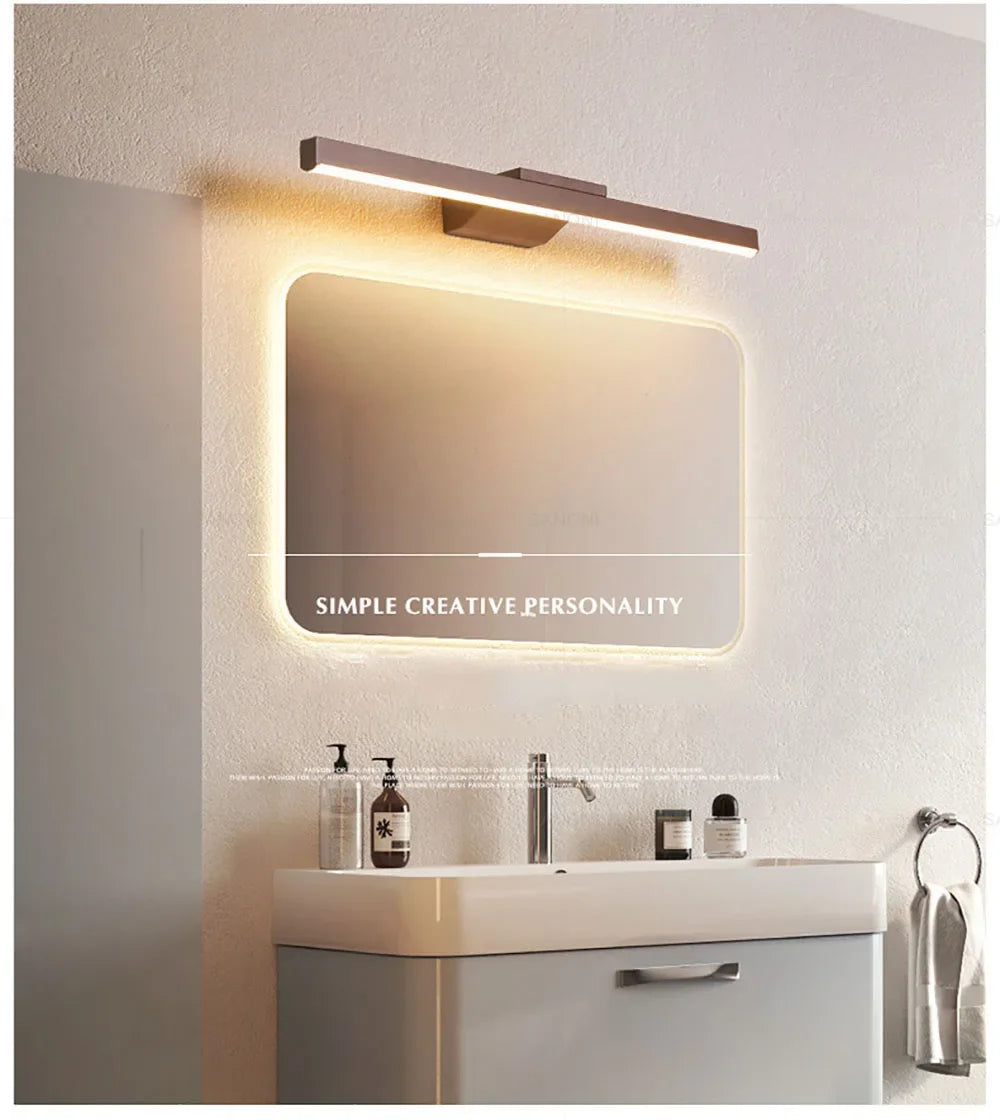 Bathroom Vanity Wall Light — Dimmable Mirror Light, Aluminum, Modern Bathroom Fixture