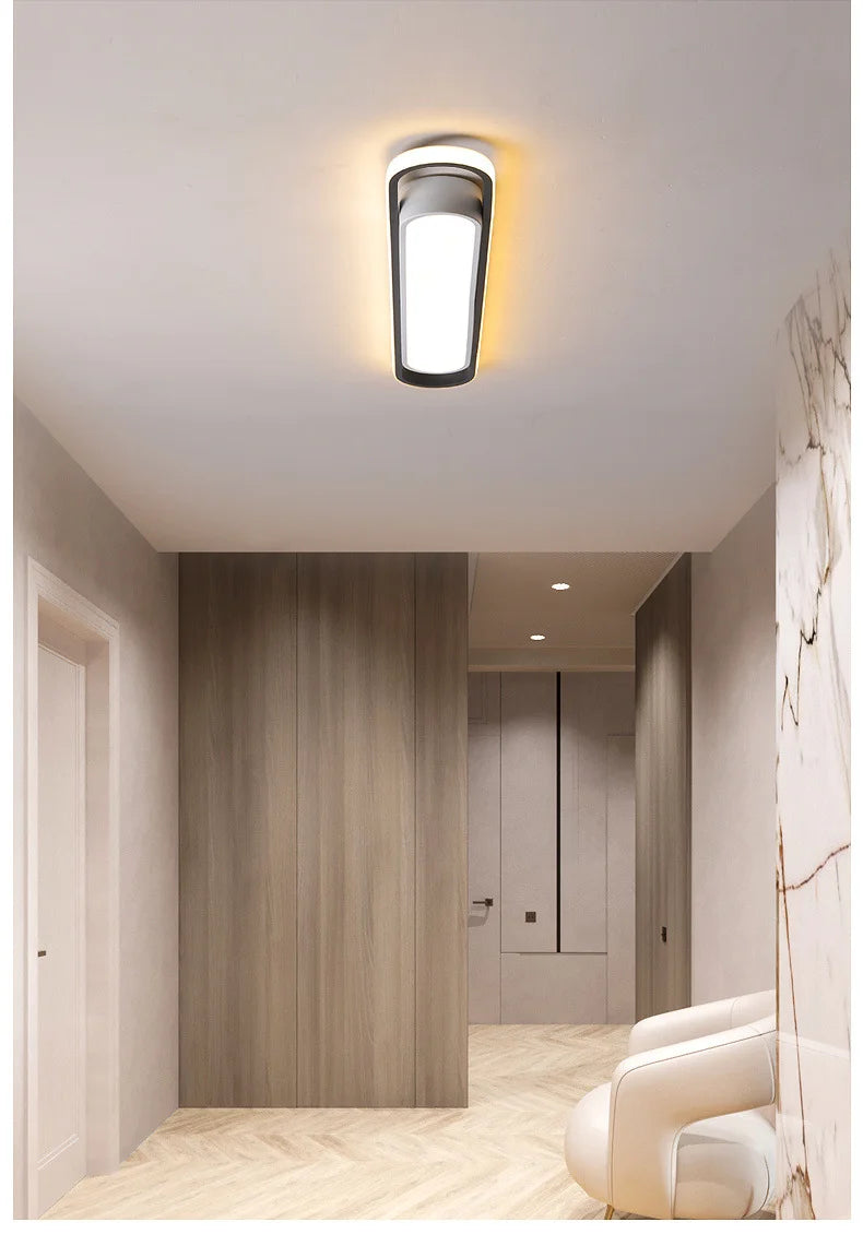 LED Ceiling Light — Oval Strip Flush Mount Corridor Light, Ultra Thin, Stairwell Balcony
