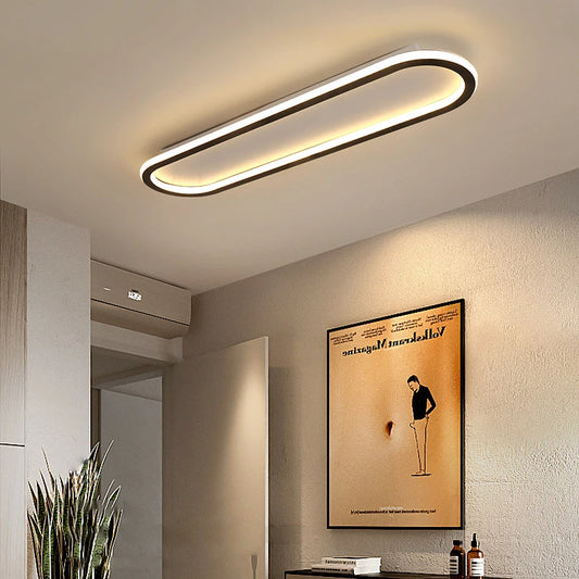 LED Ceiling Light — Linear Geometric Strip, 16/24/31in, Black, Kitchen Bedroom Restaurant